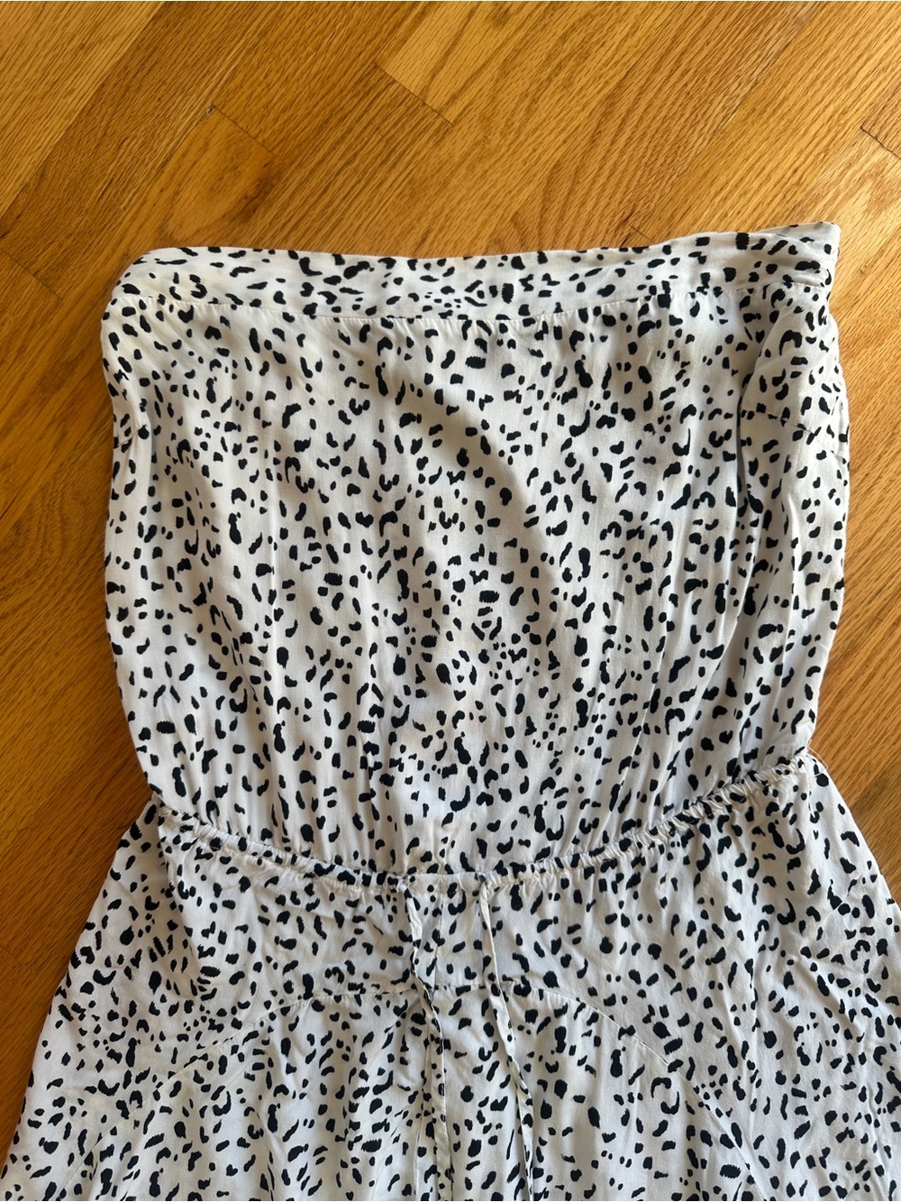 Vici Strapless White and Black Dotted Dress